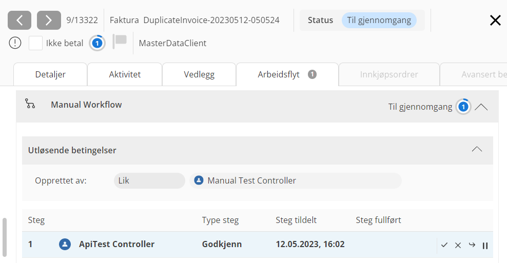 Faktura til gjennomgang