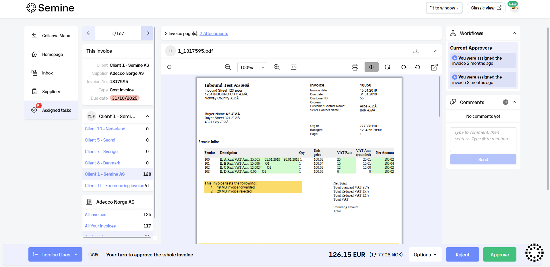 Reviewing invoice details